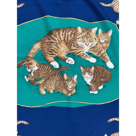 Vintage Symphony Scarfs Cat Print Polyester Scarf 34.5" Square Headwear - Picture 2 of 6